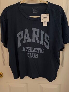 American Eagle Outfitters Women’s Navy Paris Athletic Club Graphic Tee